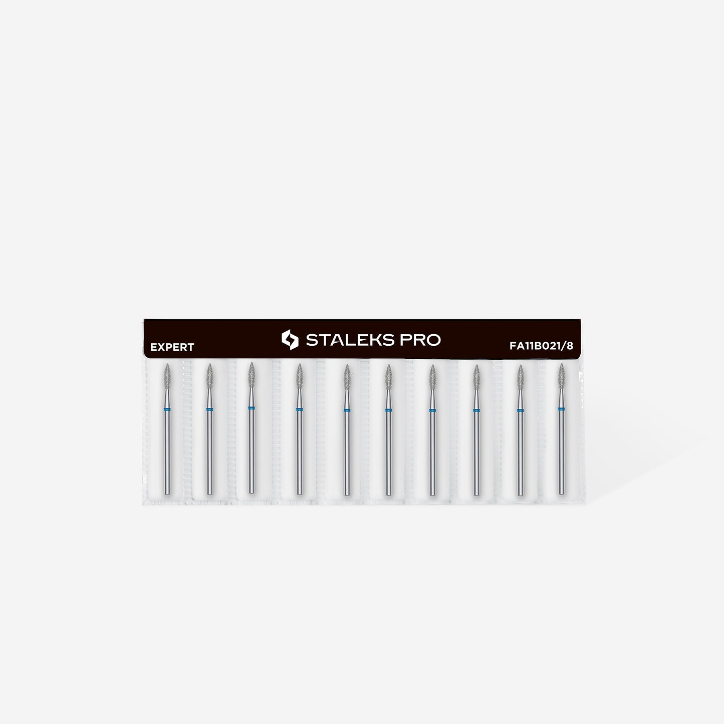 Diamond nail drill bit pointed flame blue STALEKS EXPERT head diameter 2,1 mm / working part 8 mm