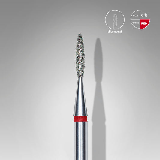 Diamond nail drill bit flame red STALEKS EXPERT head diameter 1,6 mm / working part 8 mm