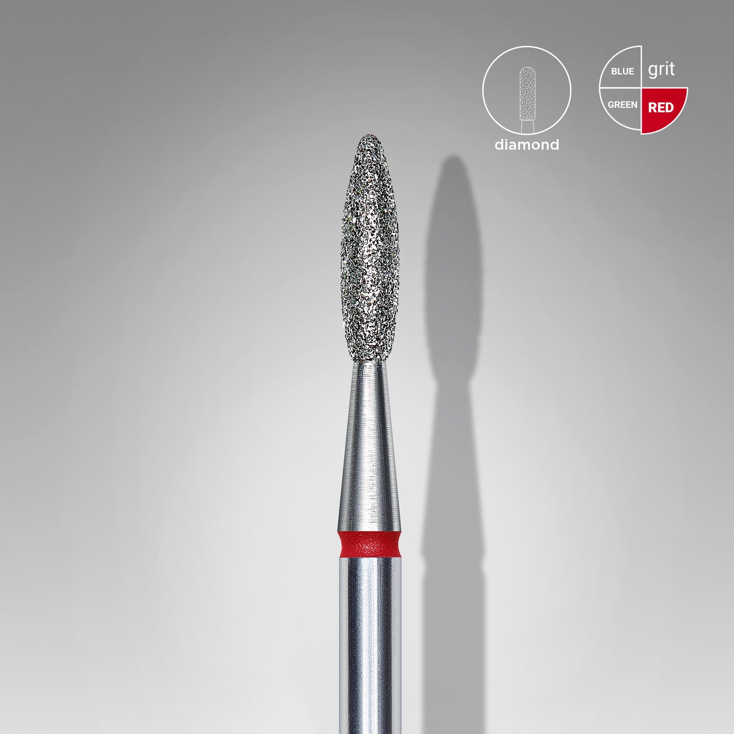 Diamond nail drill bit flame red STALEKS EXPERT head diameter 2,1 mm / working part 8 mm