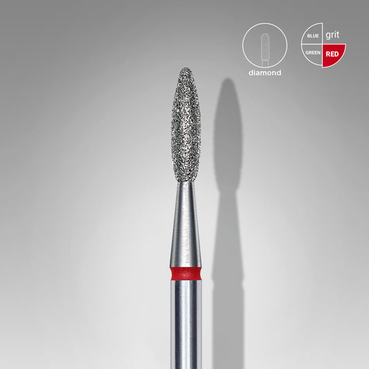 Diamond nail drill bit flame red STALEKS EXPERT head diameter 2,1 mm / working part 8 mm
