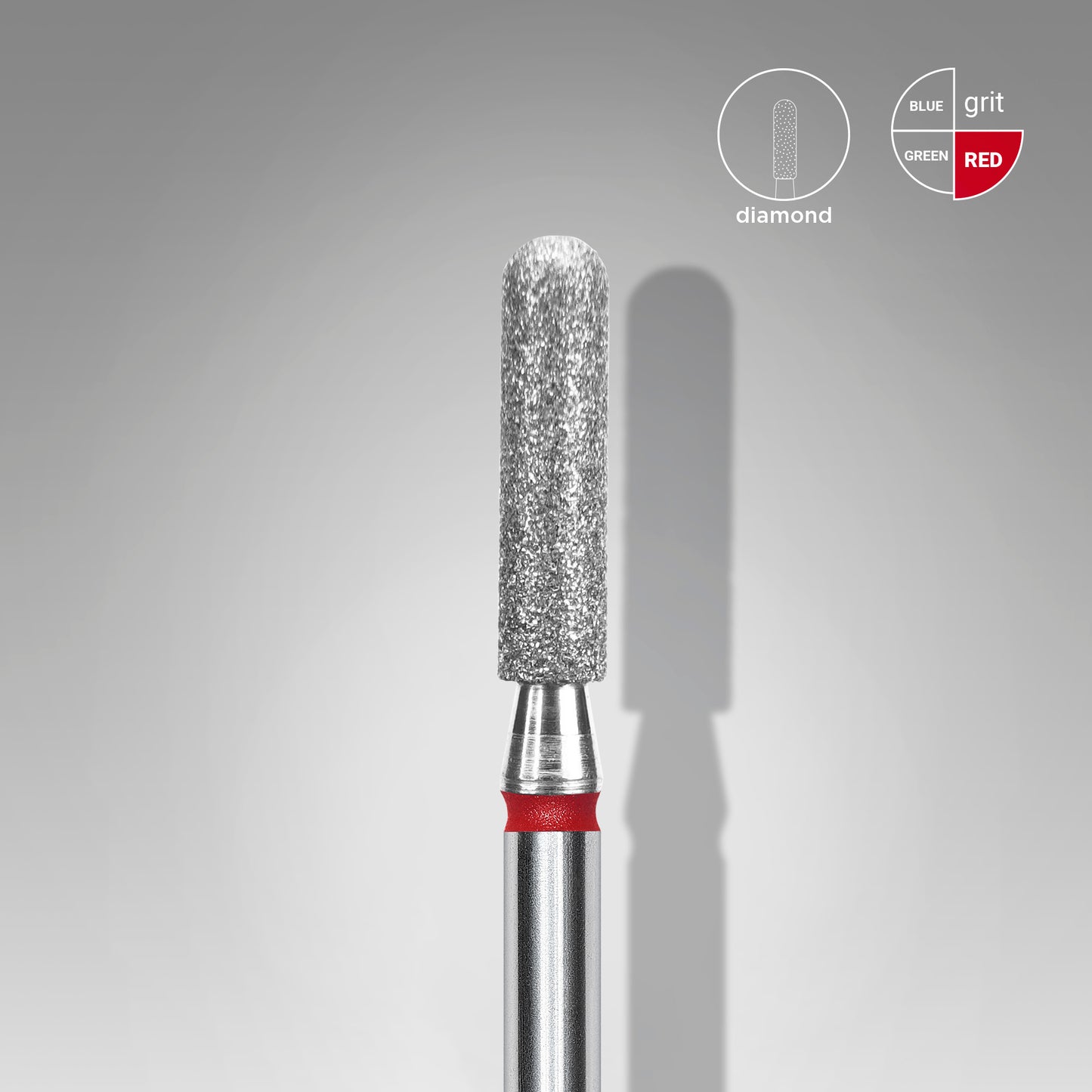 Diamond nail drill bit rounded cylinder red STALEKS EXPERT head diameter 2,5 mm / working part 10 mm