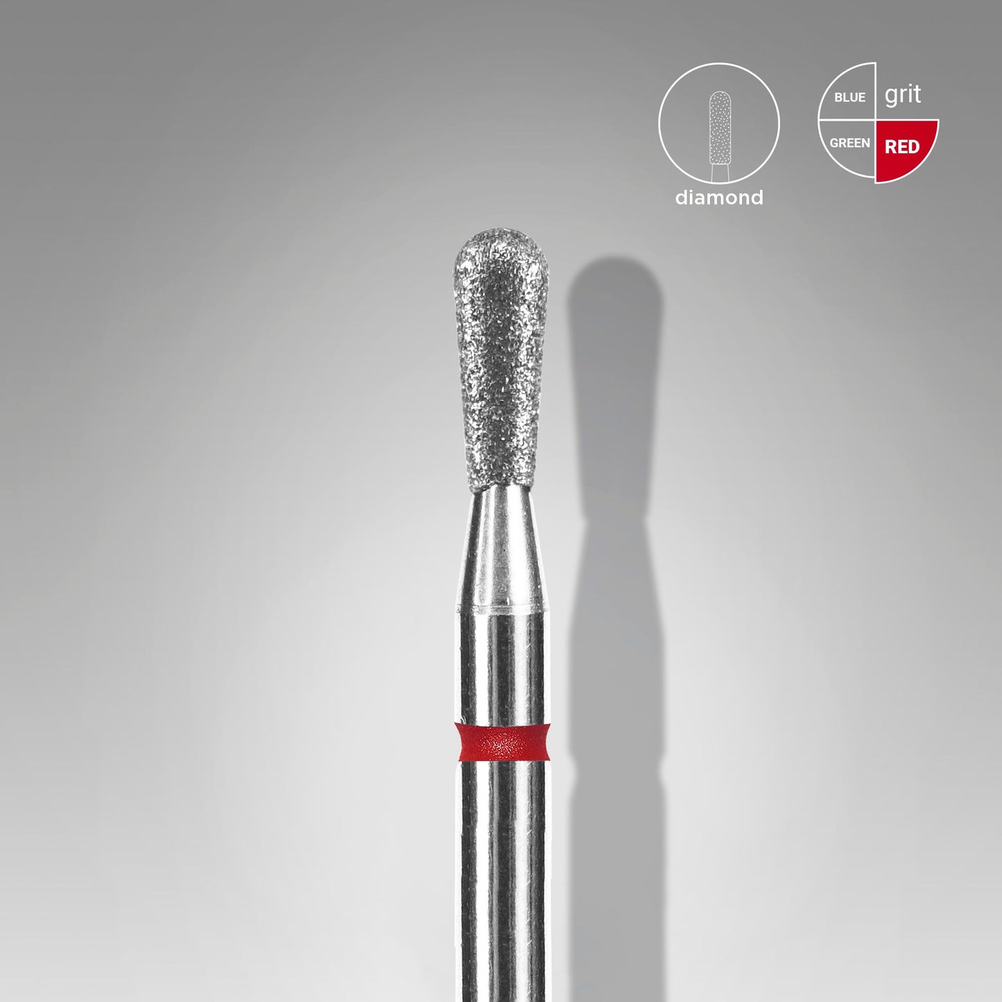 Diamond nail drill bit match red STALEKS EXPERT head diameter 2,3 mm / working part 5 mm