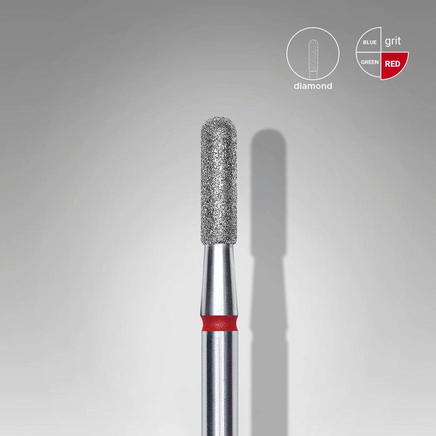 Diamond nail drill bit rounded cylinder red STALEKS EXPERT head diameter 2,3 mm / working part 8 mm