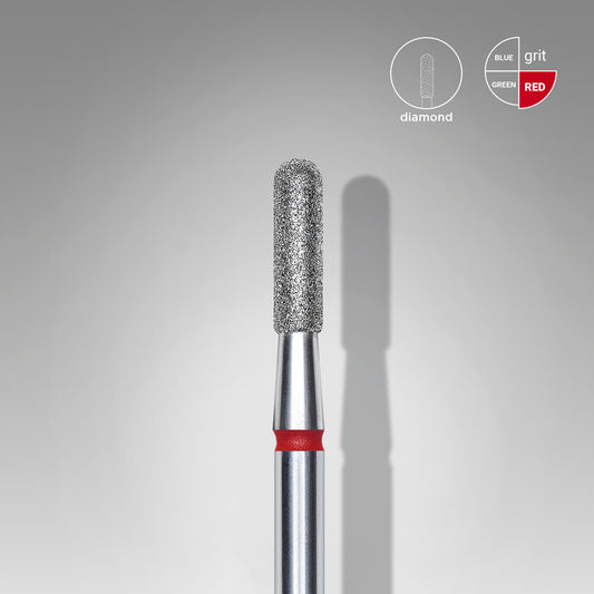 Diamond nail drill bit rounded cylinder red STALEKS EXPERT head diameter 2,3 mm / working part 8 mm