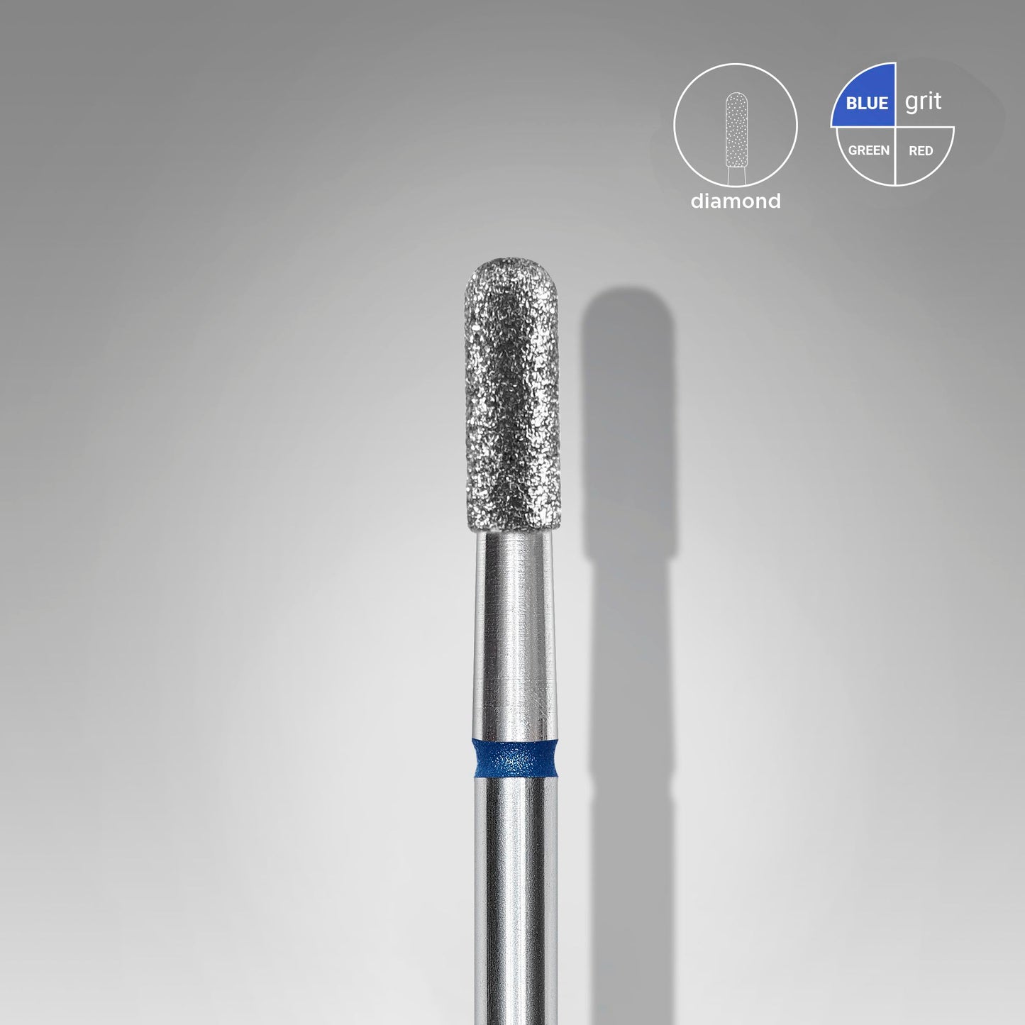 Diamond nail drill bit rounded cylinder blue STALEKS EXPERT head diameter 2,3 mm / working part 6,5 mm