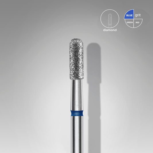 Diamond nail drill bit rounded cylinder blue STALEKS EXPERT head diameter 2,3 mm / working part 6,5 mm