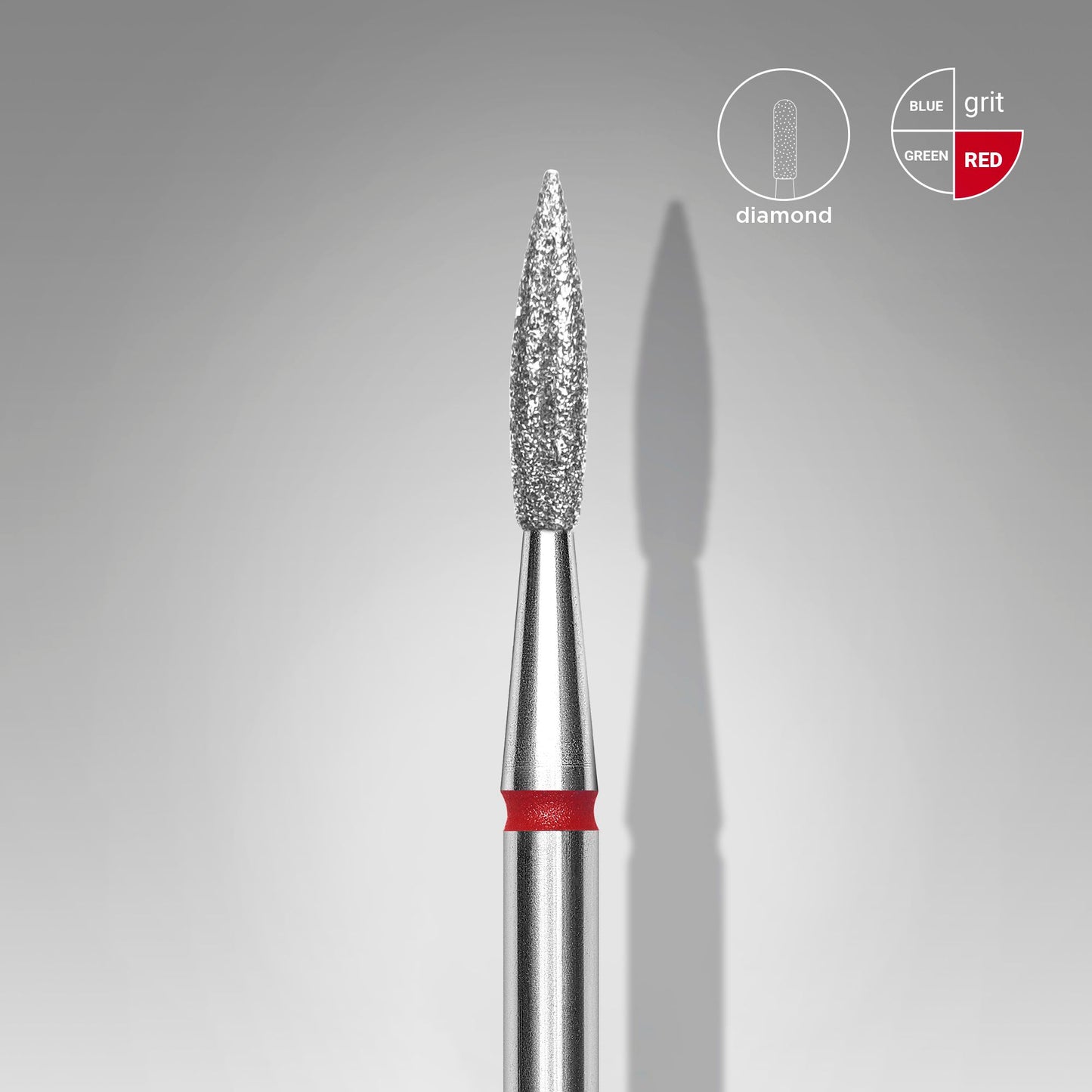 Diamond nail drill bit pointed flame red STALEKS EXPERT head diameter 2,3 mm / working part 8 mm