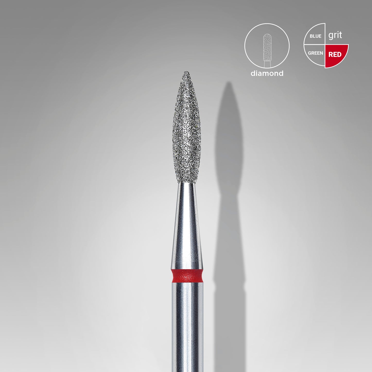 Diamond nail drill bit pointed flame red STALEKS EXPERT head diameter 2,1 mm / working part 8 mm