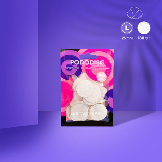 Disposable white files for pedicure disc STALEKS PODODISC L EXPERT 180 grit (50 pcs)