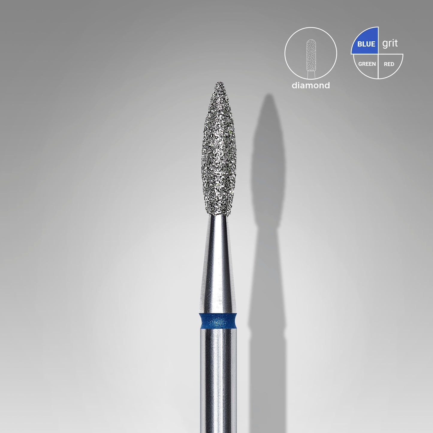 Diamond nail drill bit pointed flame blue STALEKS EXPERT head diameter 2,1 mm / working part 8 mm
