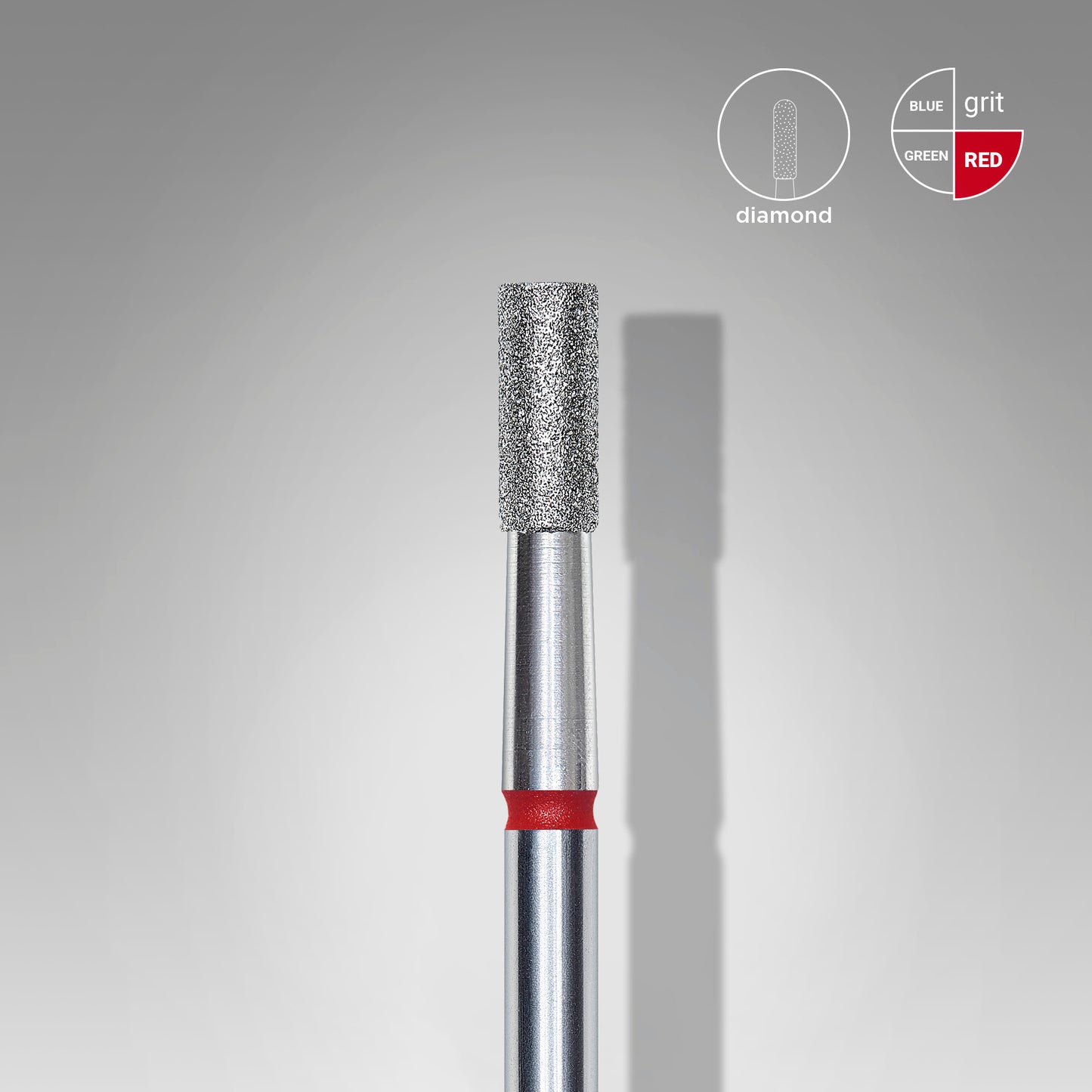 Diamond nail drill bit cylinder red STALEKS EXPERT head diameter 2,5 mm / working part 6 mm