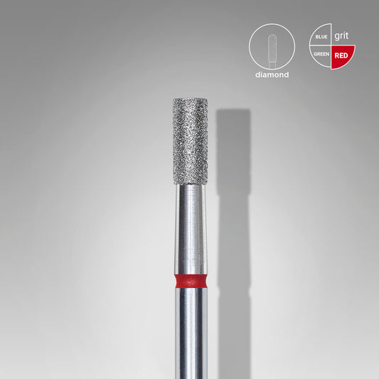 Diamond nail drill bit cylinder red STALEKS EXPERT head diameter 2,5 mm / working part 6 mm