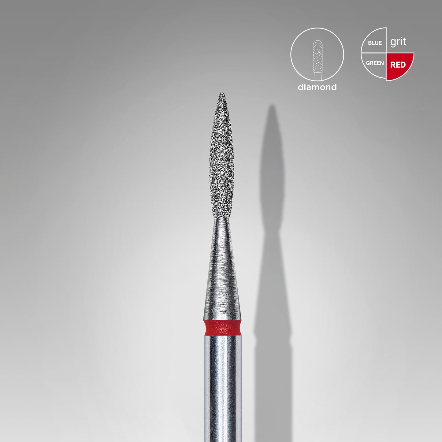 Diamond nail drill bit pointed flame red STALEKS EXPERT head diameter 1,6 mm / working part 8 mm