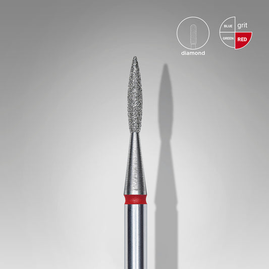 Diamond nail drill bit pointed flame red STALEKS EXPERT head diameter 1,6 mm / working part 8 mm