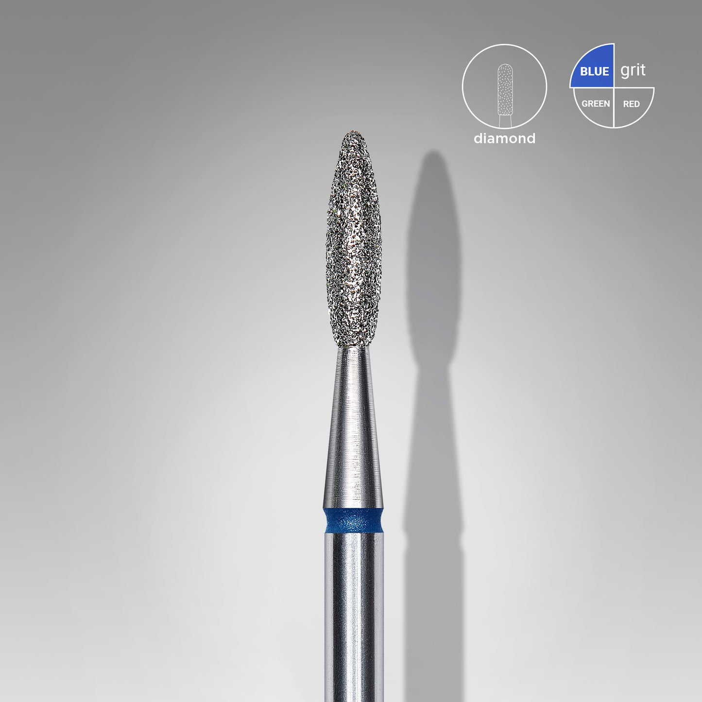 Diamond nail drill bit flame blue STALEKS EXPERT head diameter 2,1 mm / working part 8 mm