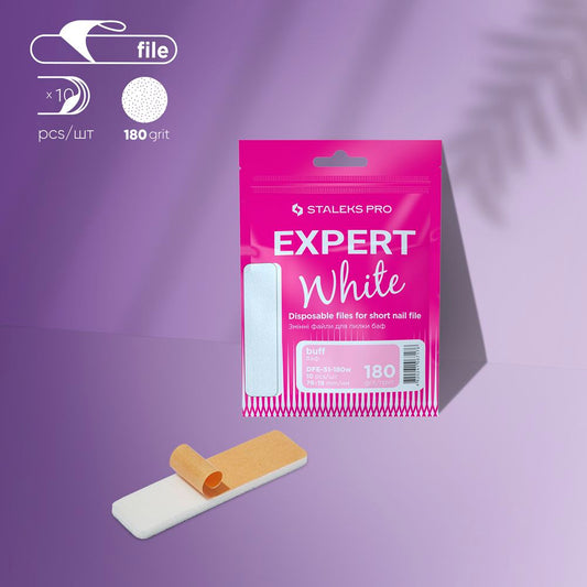 Disposable white files for short nail file (grinding file) STALEKS EXPERT 51 180 grit (10 pcs)