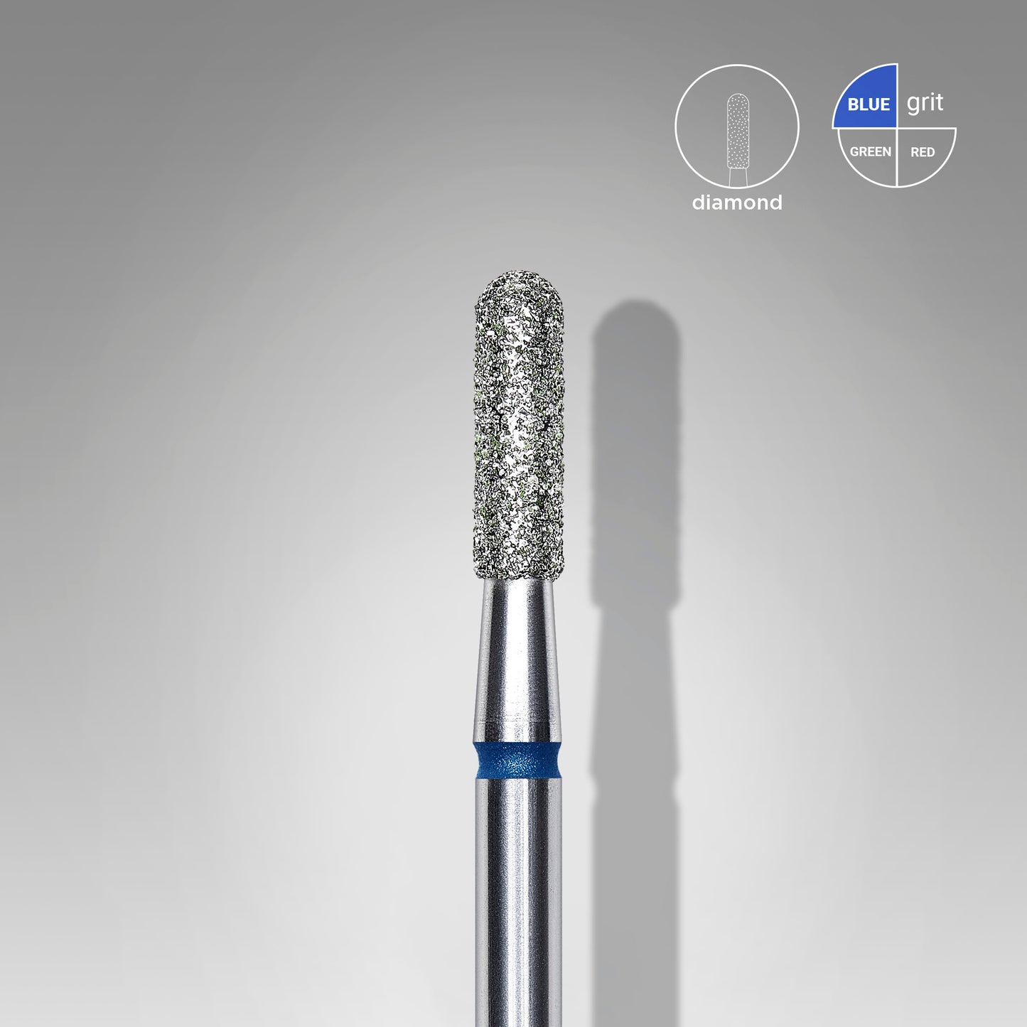 Diamond nail drill bit rounded cylinder blue STALEKS EXPERT head diameter 2,3 mm / working part 8 mm