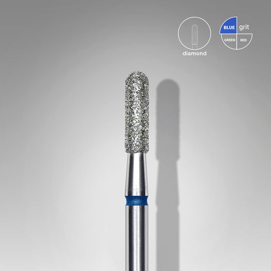Diamond nail drill bit rounded cylinder blue STALEKS EXPERT head diameter 2,3 mm / working part 8 mm