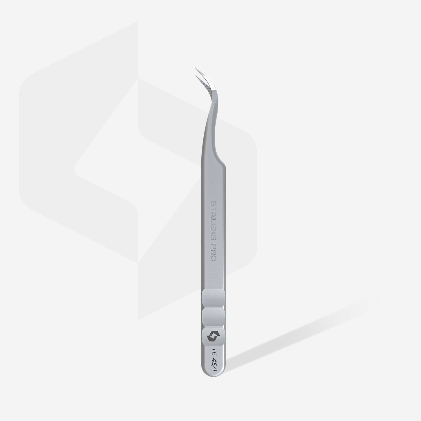 Professional eyelash tweezers with fiber tips STALEKS EXPERT 45 TYPE 1 (curved)