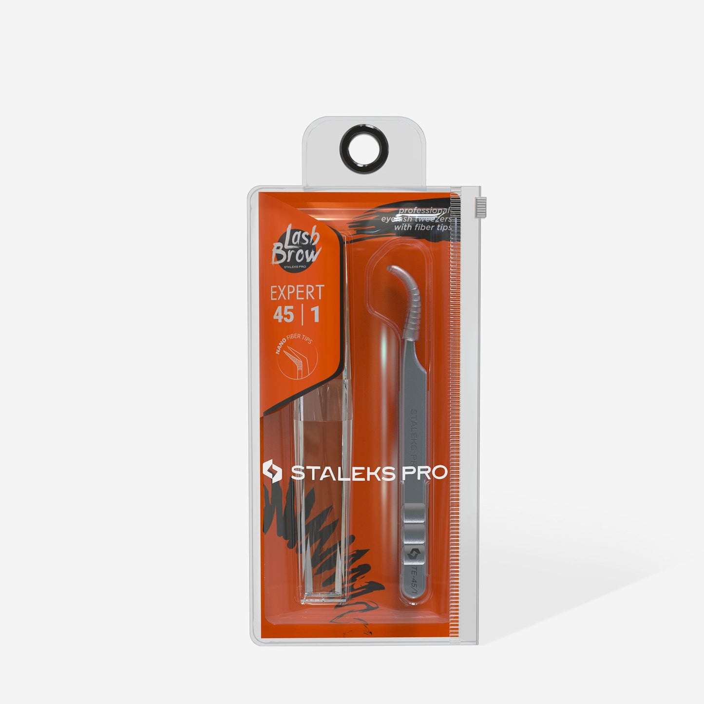 Professional eyelash tweezers with fiber tips STALEKS EXPERT 45 TYPE 1 (curved)