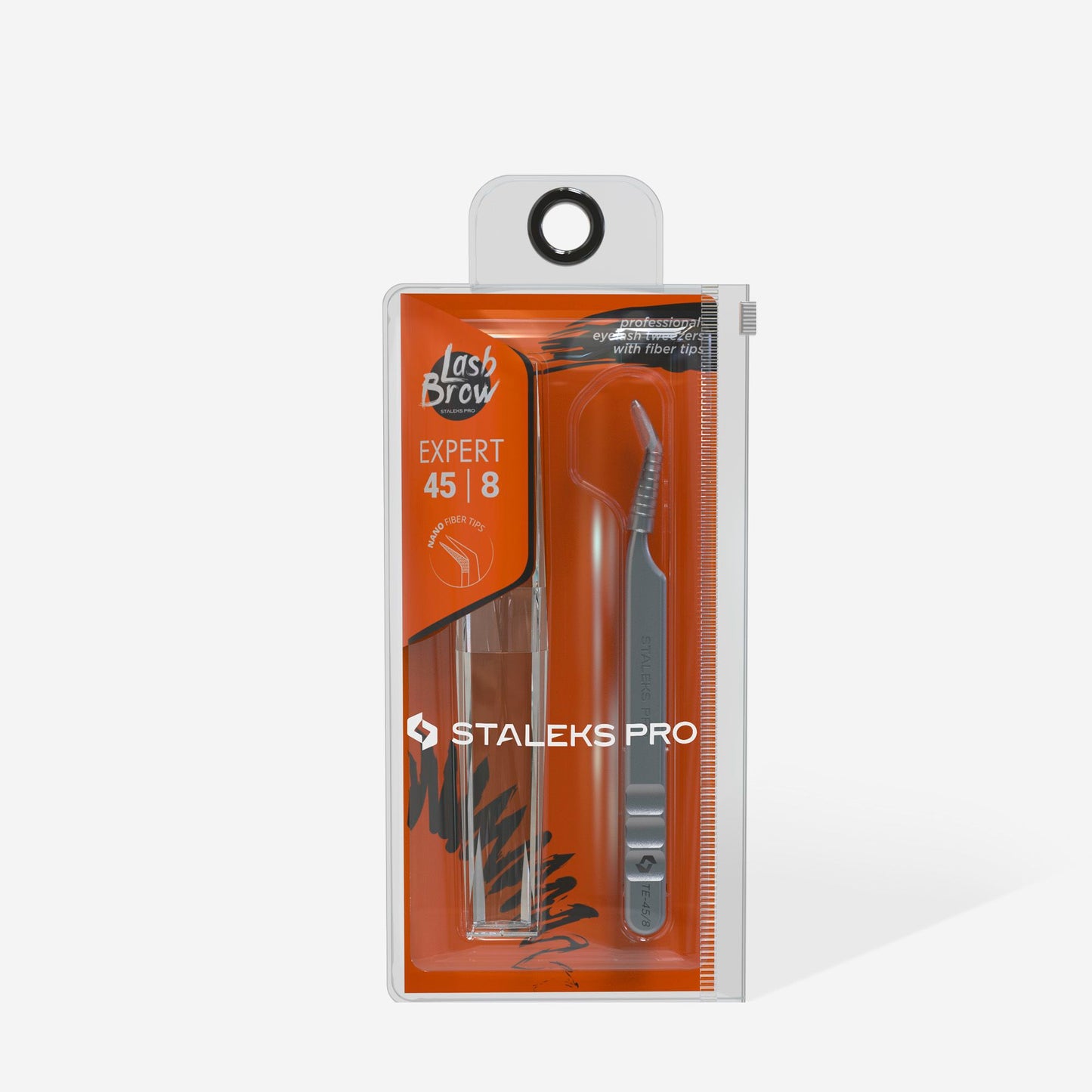 Professional eyelash tweezers with fiber tips STALEKS EXPERT 45 TYPE 8 (mini L)