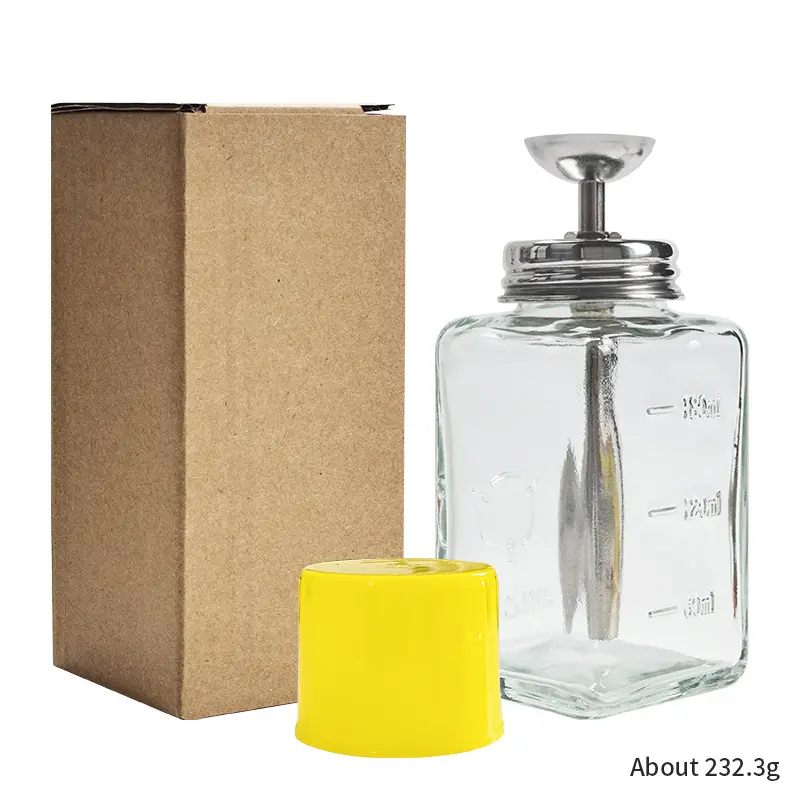 Clear Glass Empty Pump Dispenser Bottle - 180ml